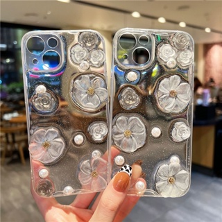 เคสโทรศัพท์มือถือ แบบใส ลายดอกไม้ ประดับกลิตเตอร์ สําหรับ Huawei P20 P30 P40 P50 P60 Mate 20 30 40 50 Pro