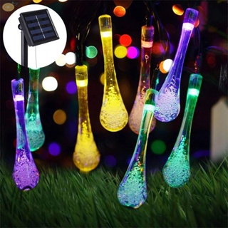【VARSTR】Eco Friendly Solar Raindrop Teardrop Fairy Lights for Outdoor Garden Multi Color