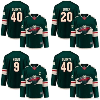 ใหม่ NHL Minnesota Wild Jersey Suter Dubnyk Koivu เสื้อยืด แขนยาว พลัสไซซ์