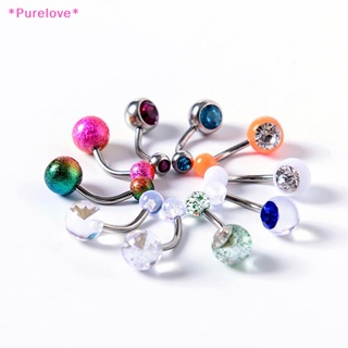 Purelove&gt; ใหม่ จิวสะดือบาร์เบล ประดับคริสตัล 14 กรัม 10 ชิ้น