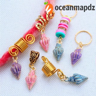 Oceanmapdz 2 ชิ้น / เซต เดรดล็อก ลูกปัด, โลหะผสม ฮิปฮอป เปลือกหอย จี้ เดรด, กิ๊บติดผม จี้ เสน่ห์ เร็กเก้ แหวนผมถักเปีย สีทอง ทุกวัน