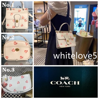 WILLIS TOP HANDLE With HEART PRINT C3919 C3920 C3936 ผู้หญิง แท้ กระเป๋าถือ COAC H กระเป๋าสะพายข้าง