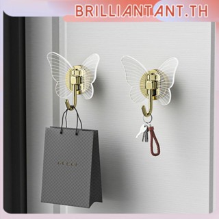 Creative Light Luxury Butterfly Hook Bathroom Punch-free Wall Hook Seamless Clothes Hook Door Entrance Hallway Strong Adhesive Hook bri