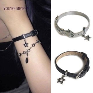 Youyo สร้อยข้อมือโซ่เหล็กไทเทเนียม จี้รูปดาว ปรับได้