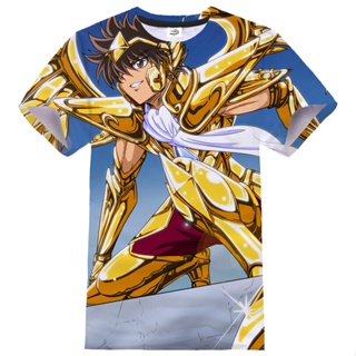 ใหม่ เสื้อยืดลําลอง แขนสั้น พิมพ์ลายอนิเมะ Saint Seiya Streetwear สําหรับผู้ชาย