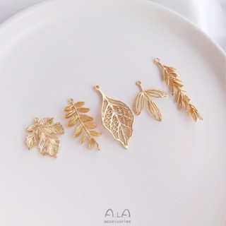 จี้กิ๊บติดผม รูปใบเมเปิ้ล สีทอง 14K แฮนด์เมด diy