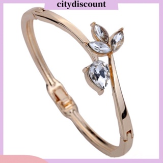 &lt;citydiscount&gt; สร้อยข้อมือกําไลข้อมือ ชุบสีโรสโกลด์ ฝังพลอยเทียม ลายดอกไม้ สําหรับผู้หญิง