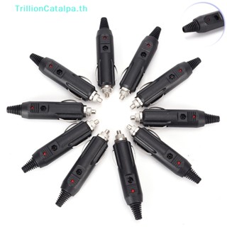 Trillioncatalpa ปลั๊กซ็อกเก็ตเชื่อมต่อรถยนต์ 12V ตัวผู้ พร้อมฟิวส์ไฟ LED สีแดง 5 ชิ้น ต่อชุด