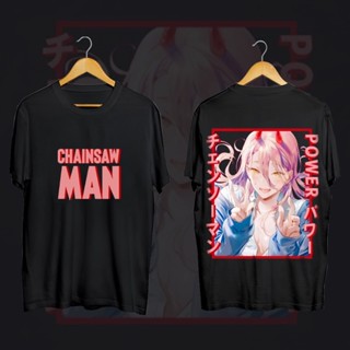 บูติก！บูติก！ เสื้อยืดเสื้อผ้า Chainsaw Man Pow wow Anime แฟชั่นสไตล์อนิเมะทันสมัย Unisex