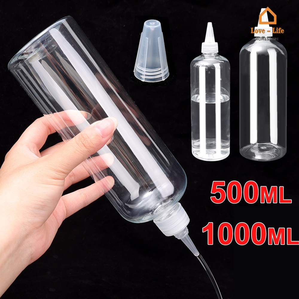 ขวดบีบพลาสติกใส ขนาด 500 มล. 1000 มล. พร้อมฝาปิด กันฝุ่น สําหรับห้องครัว