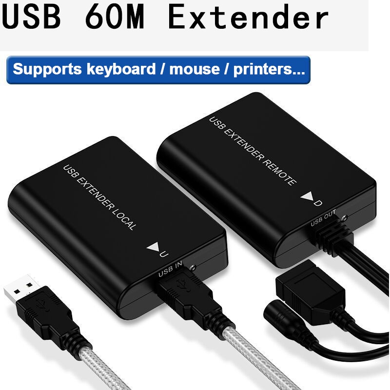 60m USB สายเคเบิลเครือข่าย Extender USB ถึง RJ45 โดย Cat5e Cat6 Ethernet สําหรับแล็ปท็อปพีซีเมาส์คีย