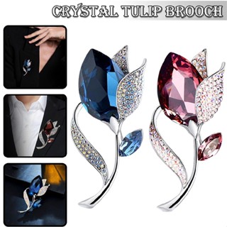 New 1pc Tulip Flower Brooch Pin Fashion Luxury Alloy for Women Shirts Gifts