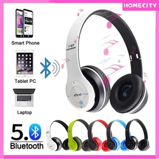 [พร้อม] ชุดหูฟังบลูทูธไร้สายหูฟังสเตอริโอพับได้ Mic Mp3 Fm Headphone