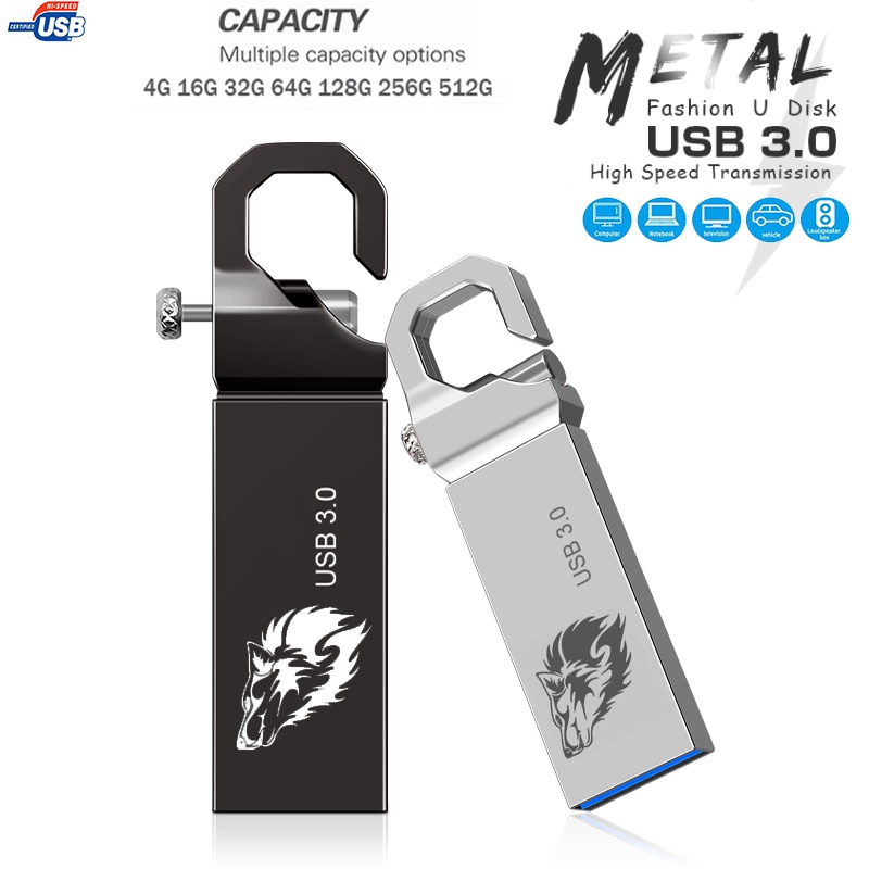 แฟลชไดรฟ์โลหะ 128GB 256GB USB 3.0 16G 32GB 64GB คุณภาพสูง