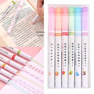 Cvmax1 ปากกาไฮไลท์ ทรงโค้ง หลากสี สําหรับวาดเส้น ระบายสี 6 ชิ้น