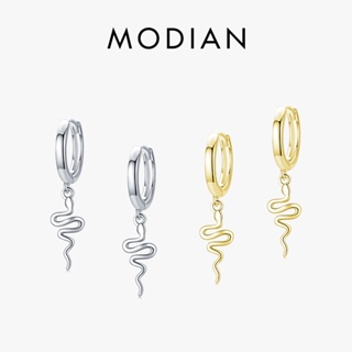 Modian ต่างหูห่วง เงินสเตอร์ลิง 925 รูปงู เรียบง่าย สีทอง เครื่องประดับแฟชั่น สําหรับผู้หญิง