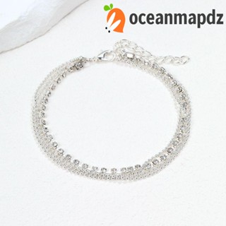 Oceanmapdz สร้อยข้อเท้า ชุบทอง ประดับลูกปัดเลื่อม หลายชั้น สไตล์โบฮีเมียน เรโทร ฤดูร้อน