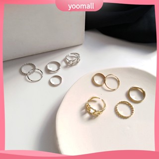 {YO} แหวนสวมนิ้ว โลหะผสม สไตล์วินเทจ กันแพ้ ใส่ได้ ของขวัญ 5 ชิ้น