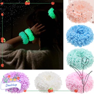 Dealshop ที่คาดผม เรืองแสง เด็กผู้หญิง เครื่องประดับผม ที่มีสีสัน Scrunchies ที่คาดผม