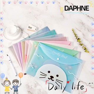 Daphne กระเป๋าแฟ้มเอกสาร PVC กันน้ํา คุณภาพสูง พร้อมกระดุมแป๊ก สําหรับโรงเรียน สํานักงาน