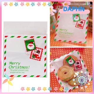 Daphs ถุงกระดาษแก้ว พลาสติก ลาย Merry Christmas สําหรับใส่บัตร ของขวัญ ปาร์ตี้ 100 ชิ้น