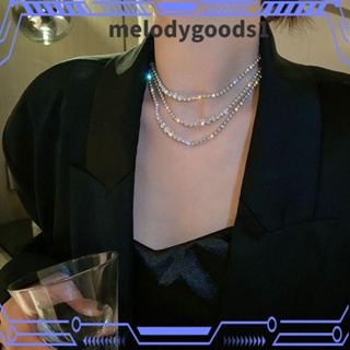 MELODYGOODS1 สร้อยคอโช้คเกอร์ ทรงเรขาคณิต แวววาว เครื่องประดับ สําหรับผู้หญิง