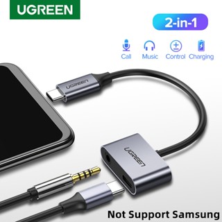 Ugreen 2-in-1 Usb Type C เป็น 3.5 มม. สายสัญญาณเสียง AUX สําหรับ Xiaomi Usb C อะแดปเตอร์ชาร์จหูฟัง พร้อมการชาร์จอย่างรวดเร็ว