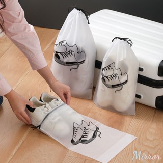 ถุงเก็บของโปร่งใสกันน้ำ Eco Mylar Plastic Home Organizer กระเป๋าถือ Drawstring Pouches Toiletry Carrier Travel Pocket Shoe M