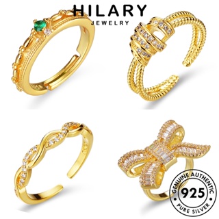 HILARY JEWELRY 925 แท้ Silver เครื่องประดับ แหวน เงิน เรียบง่าย เกาหลี มอยส์ซาไนท์โกลด์ เครื่องประดับ ผู้หญิง ต้นฉบับ แฟชั่น M074