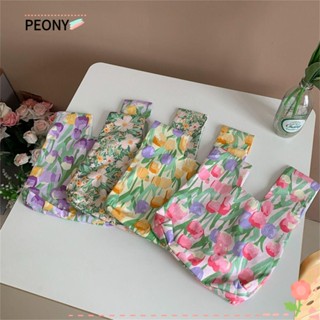 Peonypavilion กระเป๋าถือลําลอง ผ้าฝ้าย ลายดอกไม้ ขนาดเล็ก สําหรับสตรี