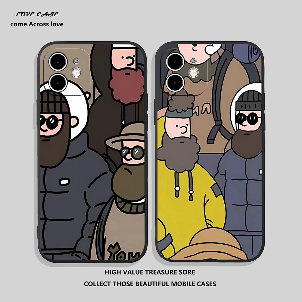 Samsung J2 J5 J4 J7 Prime Doodle Fashion Man Couple Lover Soft Case Cover Silicone Phone Casing Blac