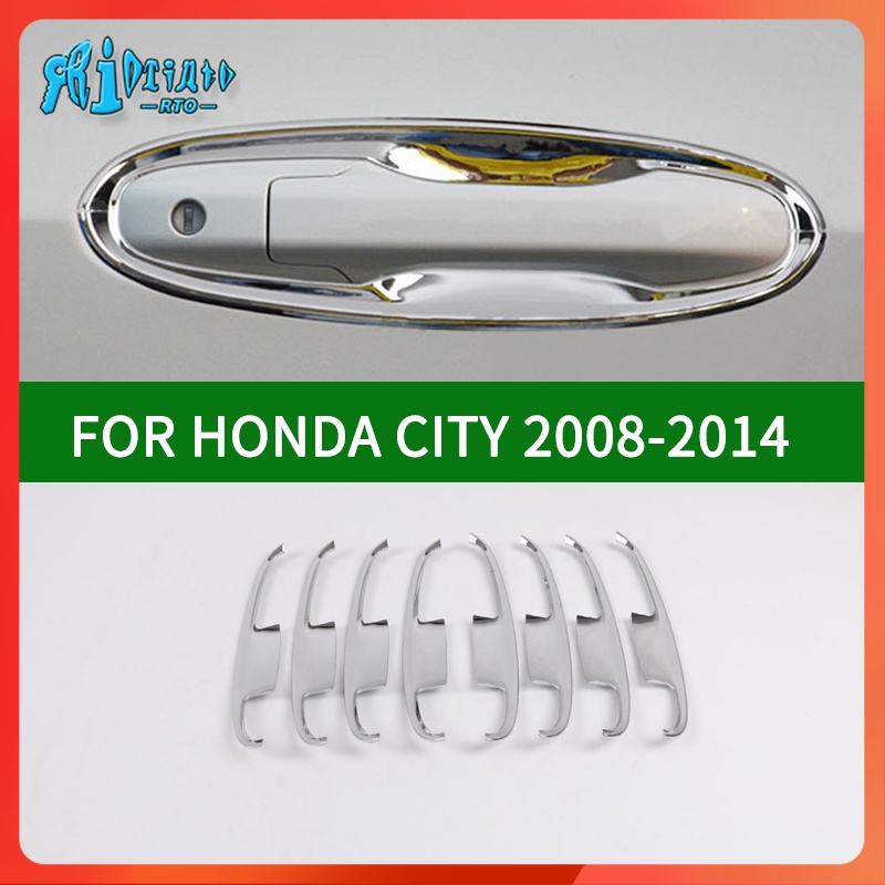Rto ฝาครอบมือจับประตูรถยนต์ ABS สีเงินโครเมี่ยม สําหรับ Honda CITY 2008-2014