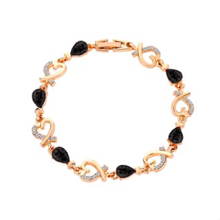 Hollow Love Heart Gold Zircon Crystal Bracelet Bangle Women Jewelry Gifts