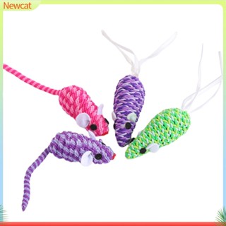 {Newcat} หนูปลอม แต่งขนนก ของเล่นสําหรับสัตว์เลี้ยง แมว 4 6 ชิ้น