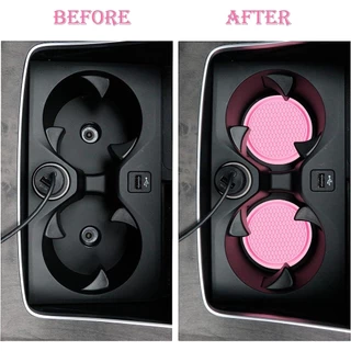 แก้วรถสีชมพู Coaster Universal Non Slip ที่วางแก้วฝังเครื่องประดับ Mat PinkBarbie สไตล์อุปกรณ์ตกแต่งภายในรถยนต์