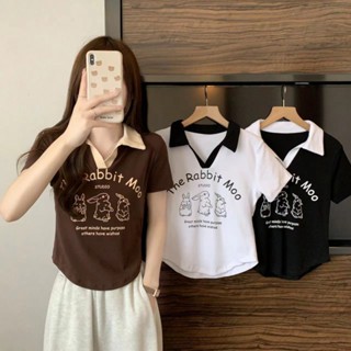 Massimo  เสื้อครอป เสื้อยืดผู้หญิง ครอป baby tee สาวเรโทร 2023 NEW Style คุณภาพสูง Trendy ทันสมัย พิเศษ A99J1QP 36Z230909