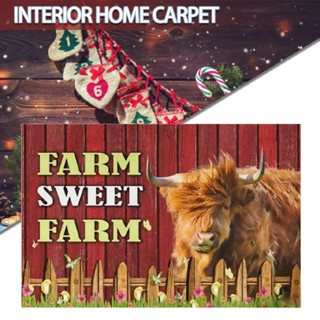 New Christmas Highland Cattle Pattern Entrance Floor Mat Kitchen Mat Home Carpet