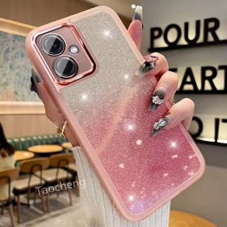 เคสโทรศัพท์มือถือแบบนิ่ม TPU ใส ผิวด้าน กันกระแทก แต่งกลิตเตอร์ สีชมพู ระยิบระยับ สีขาว สําหรับ Vivo Y27 VivoY27 Y 27 4G 5G NFC 2023