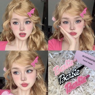 กิ๊บติดผม ลายตัวอักษร Barbie Y2K สีชมพู สไตล์วินเทจ พร็อพถ่ายรูป สําหรับผู้หญิง 2 ชิ้น