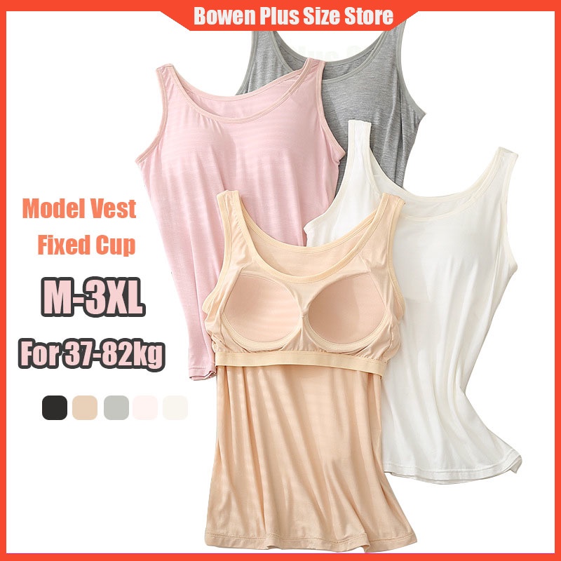 Bowen M-3XL สําหรับ 35-80kgPlus ขนาด Modal เสื้อกั๊กผู้หญิงเบาะถ้วยคงที่แบบบูรณาการสวมใส่ Bra ฐาน Su