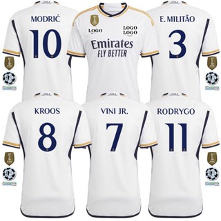[Fans Issue] เสื้อกีฬาแขนสั้น ลายทีมชาติฟุตบอล Real M Home VINI Thai 23/24 ไซซ์ S-2XL คุณภาพสูง พร้อมส่ง