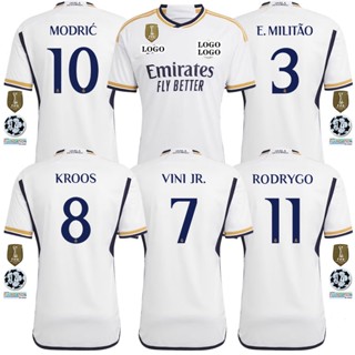 [Fans Issue] เสื้อกีฬาแขนสั้น ลายทีมชาติฟุตบอล Real M Home VINI Thai 23/24 ไซซ์ S-2XL คุณภาพสูง พร้อมส่ง