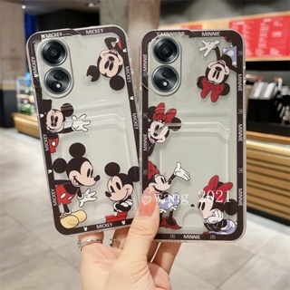 เคสโทรศัพท์มือถือแบบนิ่ม ใส กันรอยกล้อง ลายการ์ตูนมิกกี้ มินนี่เมาส์ พร้อมช่องใส่บัตร แฟชั่น สําหรับ OPPO A58 4G 2023 A58 4G