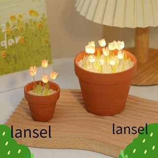 Lansel โคมไฟตั้งโต๊ะ LED รูปดอกทิวลิปน่ารัก แฮนด์เมด DIY สําหรับตกแต่งโต๊ะ ของขวัญวันเด็ก