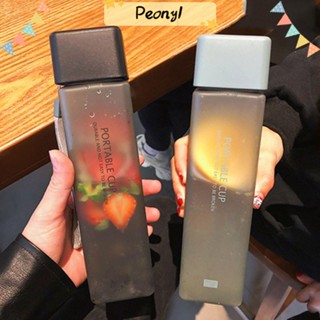 Pdony เหยือกน้ําพลาสติก ทรงสี่เหลี่ยม ปลอด BPA ขนาด 450 มล. อุปกรณ์เสริม สําหรับตั้งแคมป์ ปั่นจักรยาน