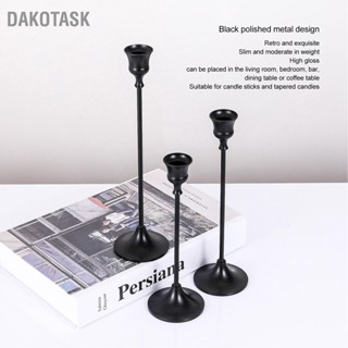 DAKOTASK เชิงเทียนโลหะ Retro เชิงเทียนเรียวสีดำสวยหรูสำหรับตกแต่งโต๊ะเตาผิง