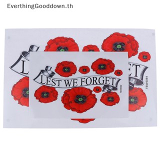 Ever สติกเกอร์ ลาย Lest We Forget Red Poppy Day November 11 Remembrance สําหรับติดตกแต่งรถยนต์