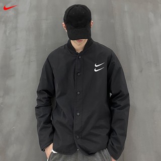 Nike เสื้อแจ็กเก็ตคาร์ดิแกน ปักลายโลโก้ SWOOSH ของแท้ 100% สไตล์มินิมอล สําหรับผู้ชาย