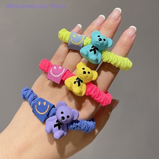 Massivedeals ยางรัดผม แบบยืดหยุ่น ลายหมีน้อยน่ารัก สีแคนดี้ สําหรับเด็กผู้หญิง 1 ชิ้น