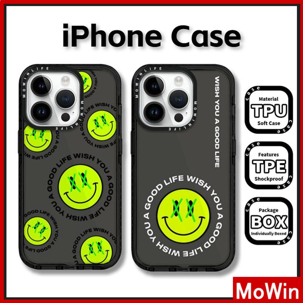 Mowin - เข้ากันได้สำหรับ 15 เคสไอโฟน11 เคส iphone 11 เคสนิ่มเคสใสหนากันกระแทกกรอบป้องกันกล้องเรืองแสง Creative หน้ายิ้มเข้ากันได้กับ iPhone 13 Pro Max 12 Pro Max XR